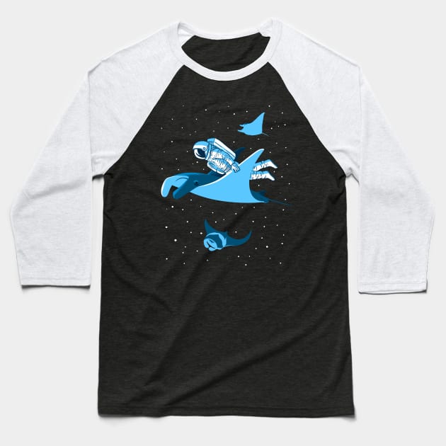 Astronaut traveling in blanket fish Baseball T-Shirt by albertocubatas